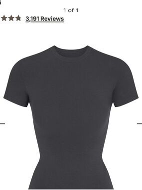 SKIMS Short Sleeve Crewneck Tee in Charcoal Gray